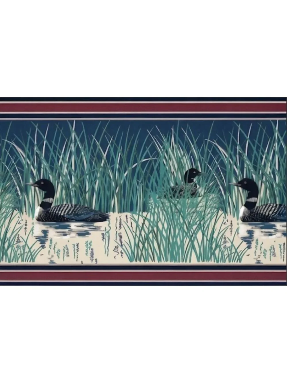 Vintage Borden WB278 Wallpaper Border Loons Ducks Lake Lodge Cabin Sealed Lot 4